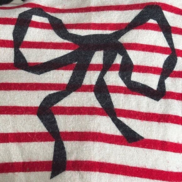 SAKS FIFTH AVENUE Stripe and Bow Pattern Cashmere Silk Knit Sweater M Boat Neck - Picture 4 of 6